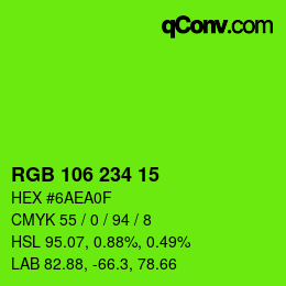 Code couleur: RGB 106 234 15 | qconv.com