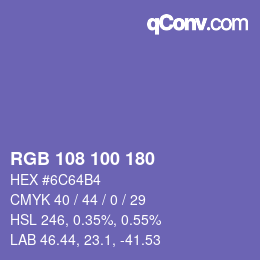 Farbcode: RGB 108 100 180 | qconv.com