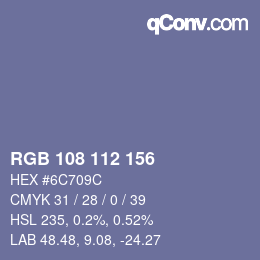 Color code: RGB 108 112 156 | qconv.com