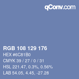 Color code: RGB 108 129 176 | qconv.com