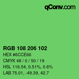 Color code: RGB 108 206 102 | qconv.com