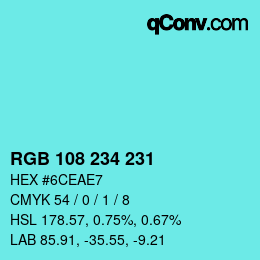 Farbcode: RGB 108 234 231 | qconv.com