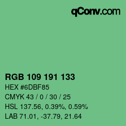 Color code: RGB 109 191 133 | qconv.com