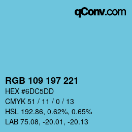 Color code: RGB 109 197 221 | qconv.com