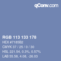 Código de color: RGB 113 133 178 | qconv.com