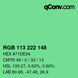 Farbcode: RGB 113 222 148 | qconv.com