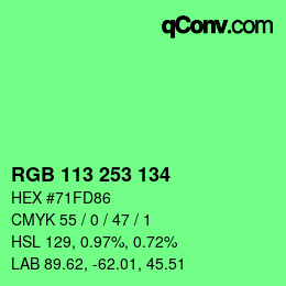 Color code: RGB 113 253 134 | qconv.com