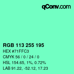 Código de color: RGB 113 255 195 | qconv.com