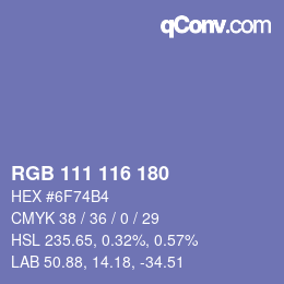 カラーコード: RGB 111 116 180 | qconv.com