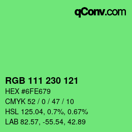 Color code: RGB 111 230 121 | qconv.com