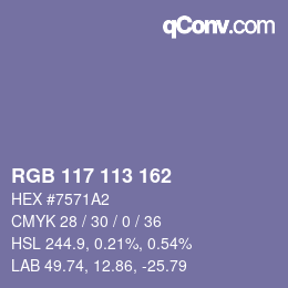 Código de color: RGB 117 113 162 | qconv.com