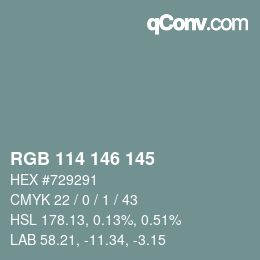 Código de color: RGB 114 146 145 | qconv.com