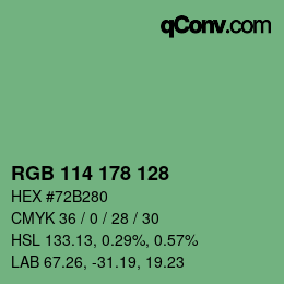 Código de color: RGB 114 178 128 | qconv.com