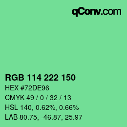 Color code: RGB 114 222 150 | qconv.com