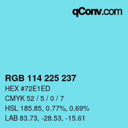 Farbcode: RGB 114 225 237 | qconv.com