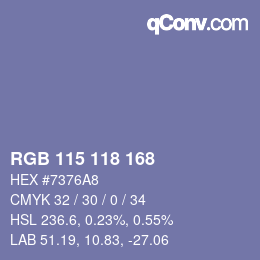 Color code: RGB 115 118 168 | qconv.com