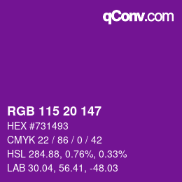 Código de color: RGB 115 20 147 | qconv.com