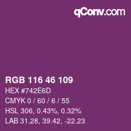 Color code: RGB 116 46 109 | qconv.com