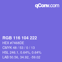 カラーコード: RGB 116 104 222 | qconv.com