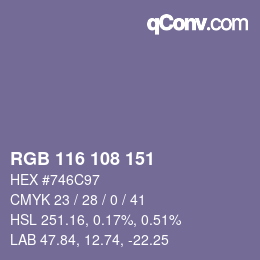 Color code: RGB 116 108 151 | qconv.com