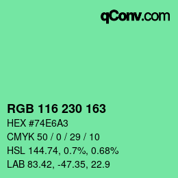 Color code: RGB 116 230 163 | qconv.com