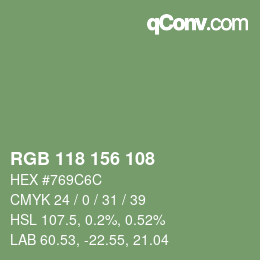 Código de color: RGB 118 156 108 | qconv.com