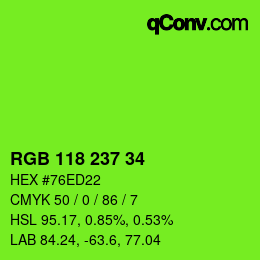 Código de color: RGB 118 237 34 | qconv.com