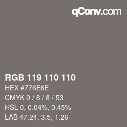 Código de color: RGB 119 110 110 | qconv.com