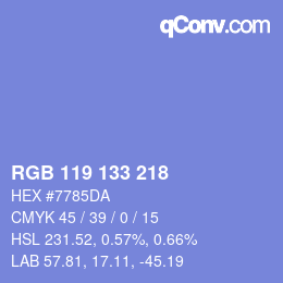 Farbcode: RGB 119 133 218 | qconv.com