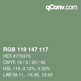 Código de color: RGB 119 147 117 | qconv.com