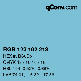 Código de color: RGB 123 192 213 | qconv.com