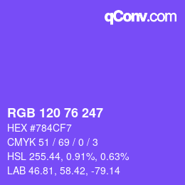 Color code: RGB 120 76 247 | qconv.com