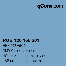 Color code: RGB 120 166 201 | qconv.com