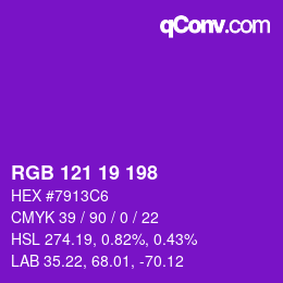 Color code: RGB 121 19 198 | qconv.com