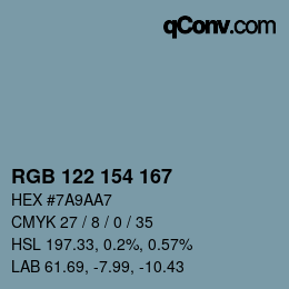 Código de color: RGB 122 154 167 | qconv.com