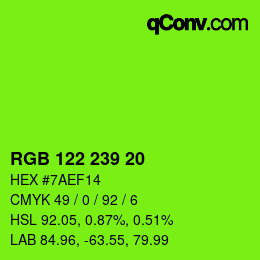 Code couleur: RGB 122 239 20 | qconv.com