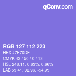 カラーコード: RGB 127 112 223 | qconv.com