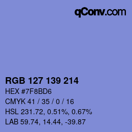 Color code: RGB 127 139 214 | qconv.com