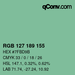 Farbcode: RGB 127 189 155 | qconv.com