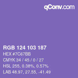 カラーコード: RGB 124 103 187 | qconv.com