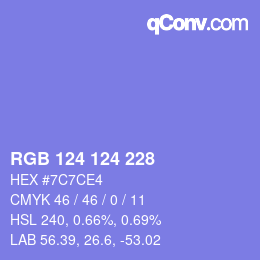 Code couleur: RGB 124 124 228 | qconv.com