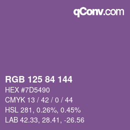 Code couleur: RGB 125 84 144 | qconv.com