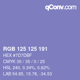 Code couleur: RGB 125 125 191 | qconv.com