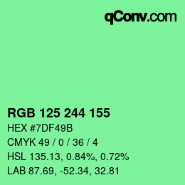 Farbcode: RGB 125 244 155 | qconv.com