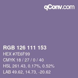 Color code: RGB 126 111 153 | qconv.com