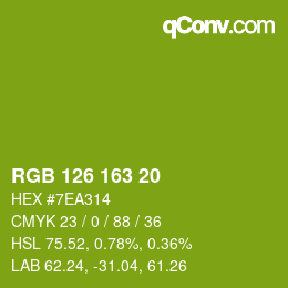 Código de color: RGB 126 163 20 | qconv.com