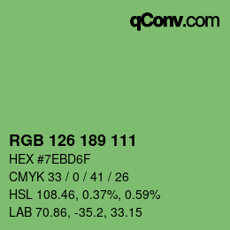 Farbcode: RGB 126 189 111 | qconv.com