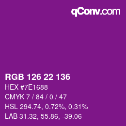 Color code: RGB 126 22 136 | qconv.com