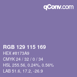 Code couleur: RGB 129 115 169 | qconv.com