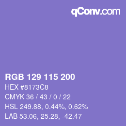 Code couleur: RGB 129 115 200 | qconv.com